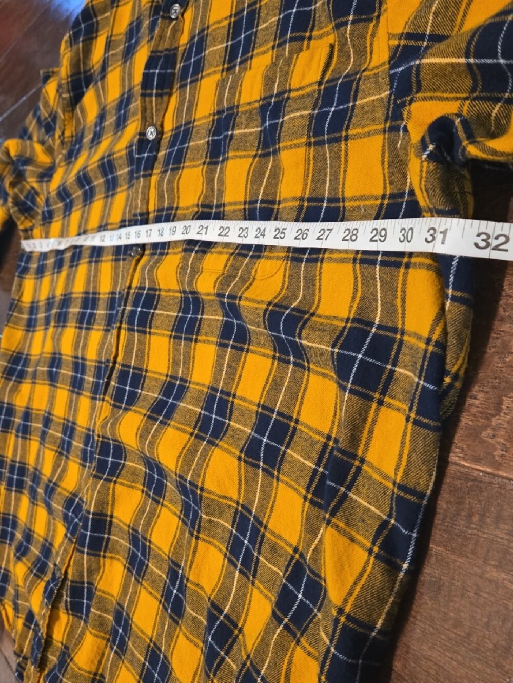 St. John's Bay Super Soft 8 Yellow and Navy Plaid Button-Down Shirt - Picture 7 of 8